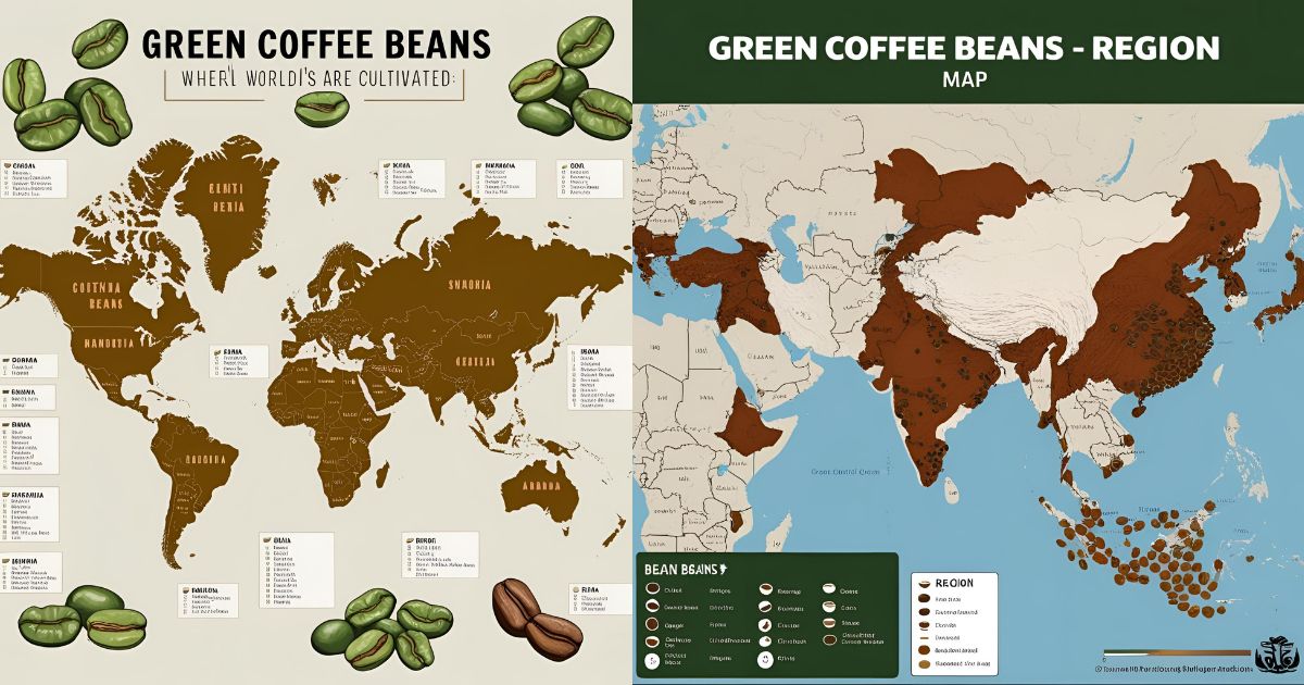 Green Coffee Beans by Region Map